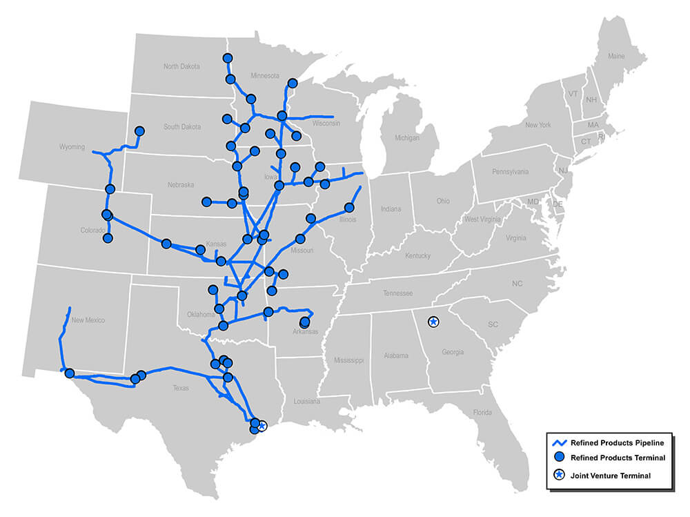 ONEOK Refined Products Pipeline System Map